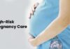 Pregnant woman holding belly symbolizing high-risk pregnancy care.